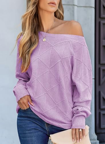 Image of EVALESS Casual Crewneck Sweaters for Women Fall Winter 2026 Lightweight Long Batwing Sleeve Pullover Sweaters Tops Clothes