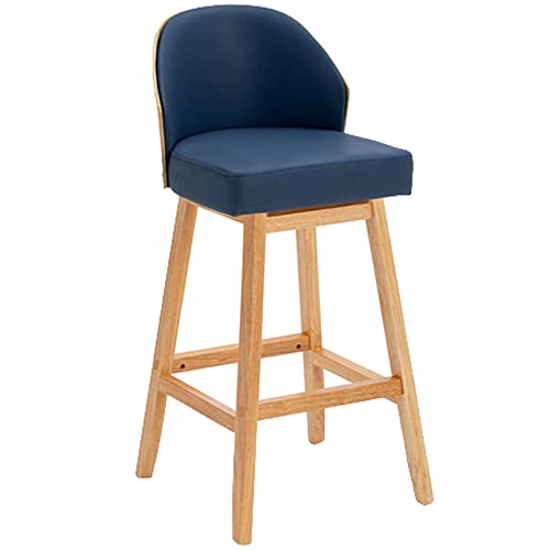 Tabourets de bar bleus 61 cm avec dossier et pieds en bois pour ilot de cuisine