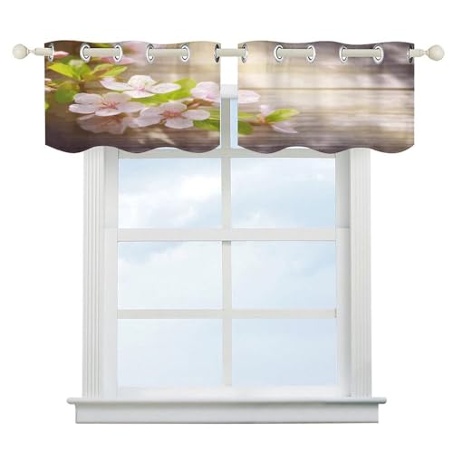 Cortina corta con bolsillo para cortinero floral, cenefa opaca para ventanas de casa 52x18.1" 2