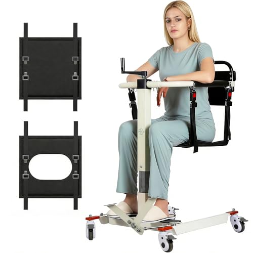 Portable Patient Lift Chair with Wide Seat Expansion