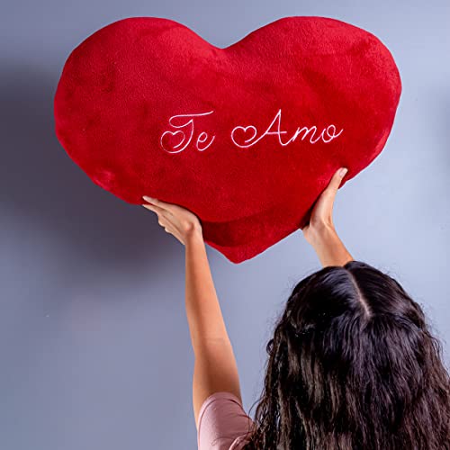 Almofada Coração de Pelúcia Gigante Te Amo Vermelho Grande Cor:Vermelho
