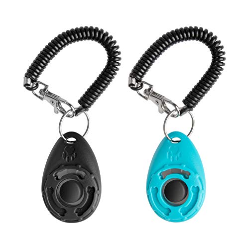 Hkdgyhon Dog Training Clicker, Pet Training Clickers With Wrist Strap For Dogs Cats Puppy Bird 2 Pcs (Black/Blue) #TOP24