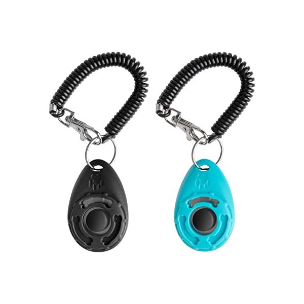 HKDGYHON Dog Training Clicker, Pet Training Clickers with Wrist Strap for Dogs Cats Puppy Bird 2 PCS (Black/Blue) HKDGYHON Dog Training Clicker, Pet Training Clickers with Wrist Strap for Dogs Cats Puppy Bird 2 PCS (Black/Blue)
