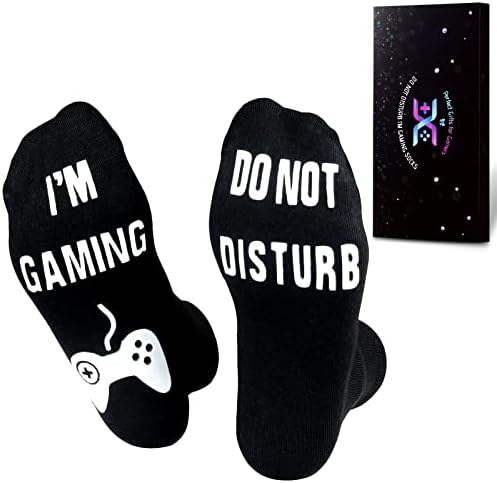 Do Not Disturb Gaming Socks, Gamer Socks Funny Gifts for Teenage Boys Mens Womens Father Dad Hunband Sons Kids Game Lovers