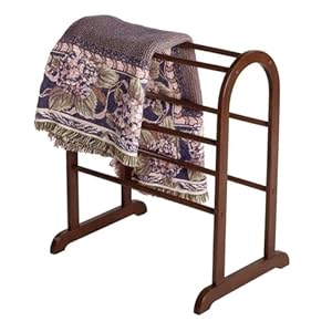 Pemberly Row Solid Wood Quilt Blanket Rack Closet Organizer in Antique Walnut