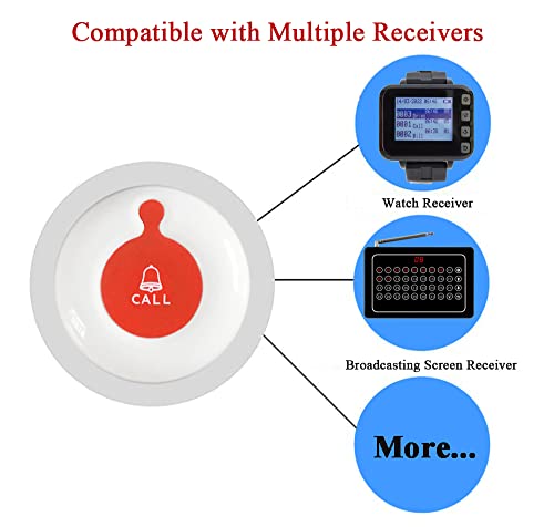 Caregiver Pager Wireless Call Button für Pflegepersonal - Wireless Call System bringen 10 Handsender 1 Zusatzempfänger 2 Uhr Empfangsanzeige