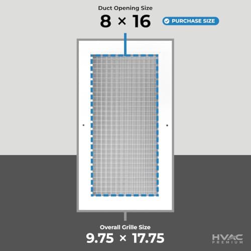 Image of HVAC Premium 8 inch x 16 inch or 16 inch x 8 inch Cube Core Eggcrate Return Air Grille - Aluminum Rust Proof - HVAC Vent Duct Cover - White [Outer Dimensions: 9.75 X 17.75]