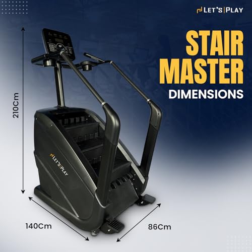 Image of LET'S Play Heavy Duty Stair Climber Stepper | Stair Master for Home & Commercial Gym Cardio | LCD Display, Climbing Mode, Heart Rate Monitor & 200Kg / 440Lbs Capacity for Full Body Workout