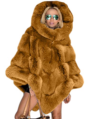 ORANDESIGNE Cape Mantel Damen Winter Elegante Kapuzenpullover Hoodie...