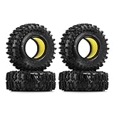 INJORA 1.3 Silicone Rubber Inserts and Cling On Tires for SCX24 TRX4M AX24 1/18 1/24 Micro Crawler Upgrade(Yellow)