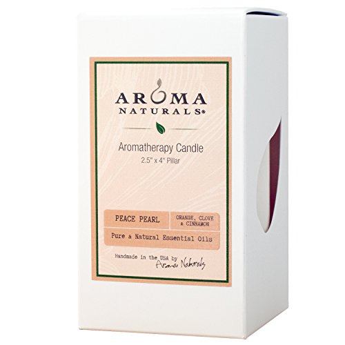 Aroma Naturals Orange, Clove And Cinnamon Essential Oil Scented Pillar Candle, Peace Pearl, 2.5 Inch X 4 Inch #TOP1