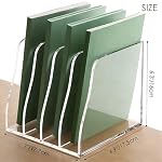 YUXUN Clear Acrylic File Folder Holder - 4 Vertical Compartments - Image 2