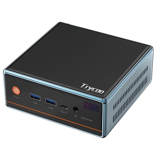 Image of Trycoo Mini PC AMD Ryzen 5 5500U(4.0GHz) Mini Processors 16GB DDR4 RAM 512GB SSD Micro PC Support 4K@60Hz Triple Output WiFi6 BT5.2 Dual RJ45 USB3.2 Mini Desktop Computer