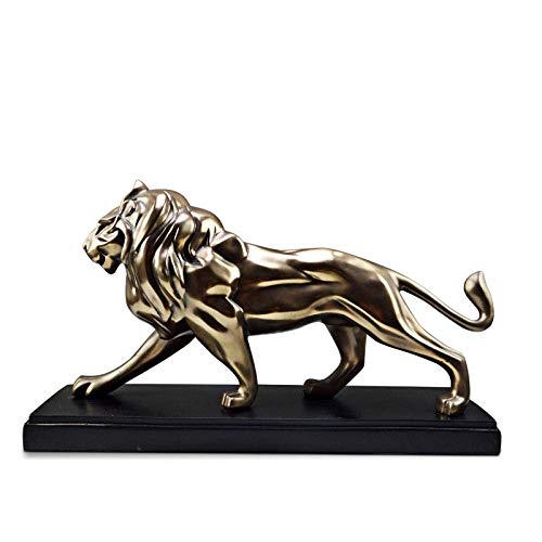 Statue de lion en résine effet cuivre moulé pour une décoration de bureau élégante