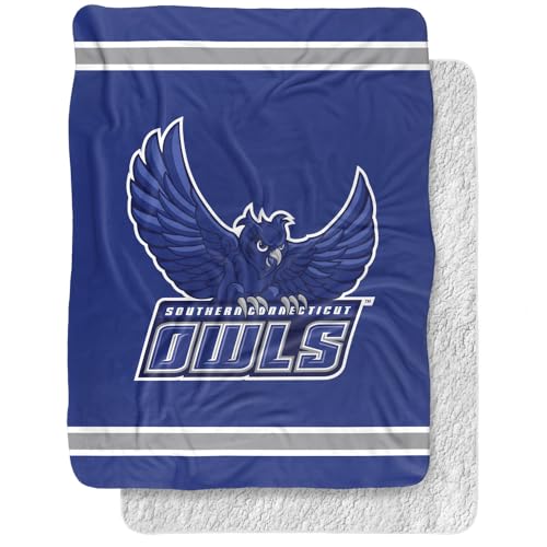 Southern Connecticut State University Blanket, 60"x80" Primary Logo Silky Touch Sherpa Back Super Soft Throw Blanket