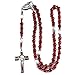 Catholic Red Onyx Beads Rosary for Women, Handmade Rosaries with Metal Crucifix Catholic Gift