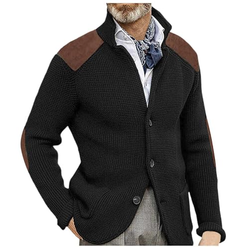Chaqueta de invierno hombre cuello chal cárdigan de punto jersey de botones manga larga suave