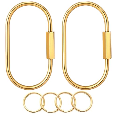 taskforge Gold Brass Screw Lock Key Rings Carabiner Keychain Organizer 1.0*2.4/2Pcs