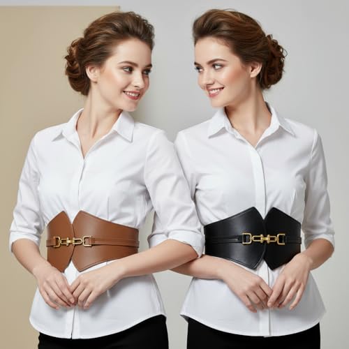 Leather Wied Elastic Corset Waist Belt, Tied Buckle Waspie,Vintage for Dresses Fashion Accessories2