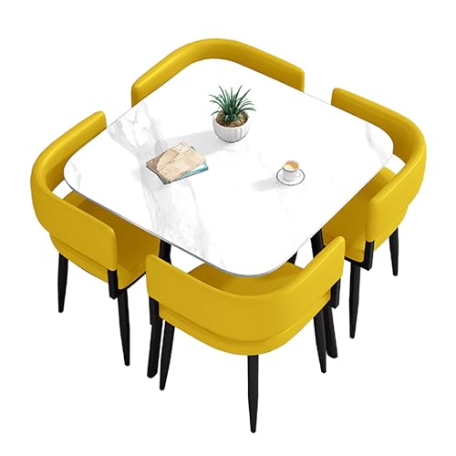 Moderno juego de mesa de comedor para muebles de cocina de 4 a 5 piezas con mesa cuadrada y redonda, ideal para espacios pequeños, muebles elegantes para reuniones y comedor