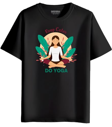 Image of INDISSH Women's Regular Fit Half-Sleeves YOGA8 Themed Garphic Printed Tshirt|Regular Wear T-Shirt for Women's| Pack of 1 T-Shirt|