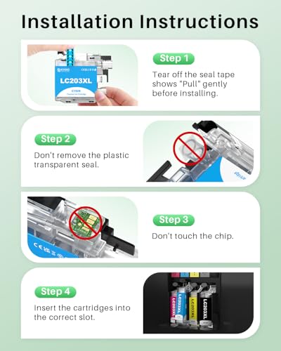 Image of LC203XL LC201XL Ink Cartridges 4 Pack Replacement for Brother LC203 XL LC 203 LC203 LC201 LC-203 LC-201 Color Inks Use for MFC-J480DW MFC-J485DW MFC-J4420DW MFC-J880DW MFC-J885DW MFC-J680DW (BK /C /M /Y)