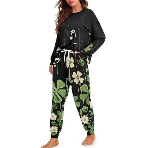 Image of Women's Pajamas Set Soft 2 Piece Loungewear Long Sleeve Pj Set Matching Sleepwear with Pockets for Women Plus Size