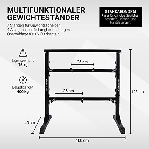 Hantelablage Msports Premium Hantelständer aus Stahl bis 400 kg
