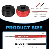 QUARKZMAN 2 sztuki kabli zasilających 24AWG 45,7 m, ocynkowany drut miedziany, 0,2 mm², drut skręcany z wężem termokurczliwym, opaska kablowa, przedłużacz, silikonowy, elektryczny kabel głośnikowy