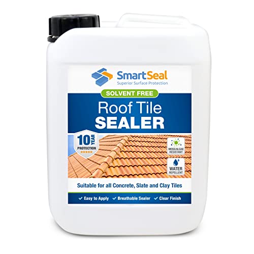 Smartseal Roof Tile Sealer - Long-lasting Protection for Concrete, Slate & Clay Roof Tiles - Solvent-Free Roofs Sealant. 10-year Water Repellent Barrier. Helps Prevent Moss and Algae (5 Litre)