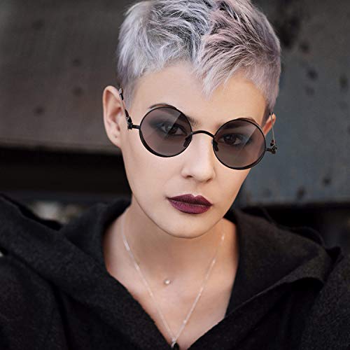 Frienda 4 Pieces Retro Steampunk Sunglasses Vintage Gothic Round Sunglasses Circle Steampunk Glasses for Christmas Women Men4