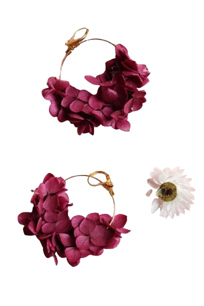 Boucles d'oreilles hydrangea champagne au design floral d'exception