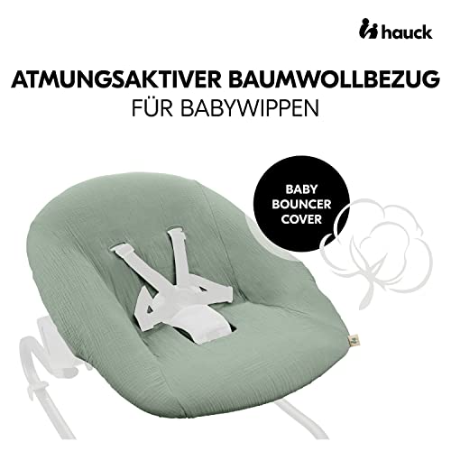 Hauck Schonbezug für Babywippen und Newborn Aufsätze Alpha Bouncer Premium, Alpha Newborn Set Plus, Atmungsaktive Musselin Baumwolle, 85 cm x 74 cm x 0,25 cm (Sage) – Bild 3