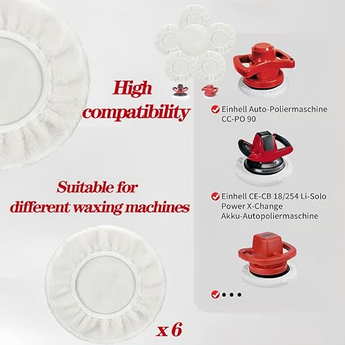 AnBoxiaodian 6 Stücke Auto Bonnet Polierpad Baumwolle Polierhaube Auto Polierhaube Wolle Polierteller Set Weiche Mikrofaser Polierhaube Polierhauben Set für 200mm-250mm Poliermaschinen(Weiß)