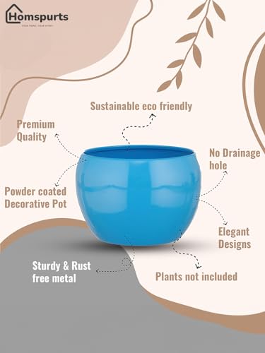 Image of Sunshine Solid Metal Tabletop Planters, Home Decor, Living Room, Office, Restaurant, Table Decor| (Set of 3, Without Plant) (Sky Blue)