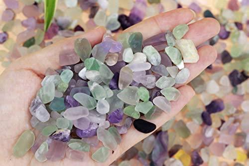 Fluorite Aquarium Gravel Rocks Natural Tumbled Healing Crystal Chips Bulk Gemstones Tumbled Crushed Stones for Fountain Vase Filler Planters Decorative Fish Tank Potted Reiki Energy Balancing 0.44lb - Image 3