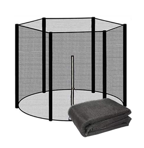 Trampolin Ersatzteile für Gartentrampolin, Trampolin Netz Ø 244 306 366 427 cm füR 6/8 Stangen, Trampolin Ersatznetz Sicherheitsnetz, Reißfest, UV-Beständig,Schwarz,366 cm(12FT) 8 stangen