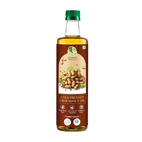 Image of Asmita Organic Farms Cold Pressed Groundnut Oil, Kacchi Ghani, 1L | 100% Pure & Unrefined | Rich Aroma & Flavor | Organic Certified Peanut Oil | Heart-Healthy, Chemical-Free Cooking Oil