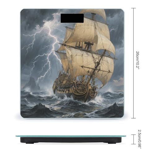 Báscula digital de baño con diseño barco antiguo miniatura 2