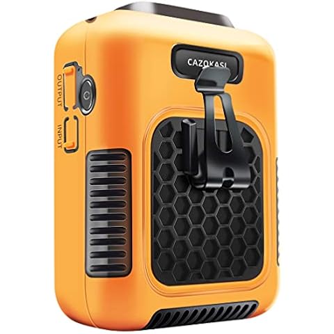 CAZOKASI 2023 Upgrade Waist Clip Fan Wearable Fan Portable Personal Body Fan Powerful 6000mAh Upto 24H Cooling and Heatstroke Prevention Fan (Industrial orange black) Cover