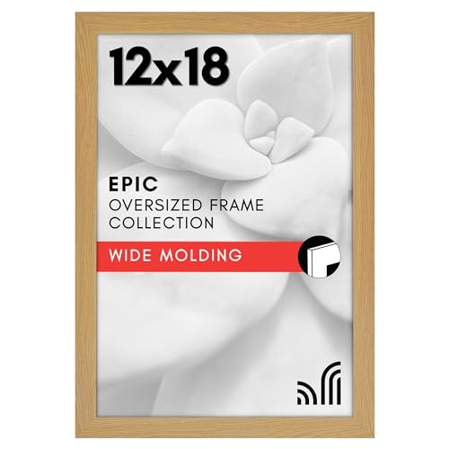 Americanflat 12x18 Poster Frame with Polished Plexiglass - Wide Picture Frames Made of Engineered Wood for Vertical or Horizontal Wall Display - Epic Collection - Pine