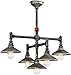 Eurofase 30030-015 Zinco Vintage Industrial Water Piping Round Chandeliers, 5-Light 300 Total Watts, 21"H x 30"Dia, Aged Silver