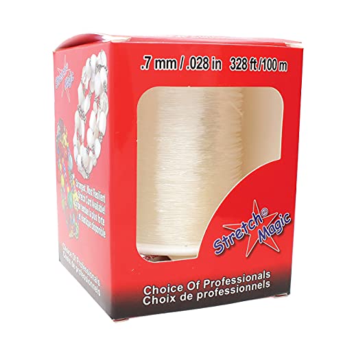 Image of Stretch Magic Bead & Jewelry Cord - Strong & Stretchy, Easy to Knot - Clear Color - 0.7mm Diameter - 100-meter (328 ft) Spool - Elastic String for Making Beaded Jewelry - Bonus Hypo Cement Glue