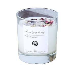 Rosen Symphonie Duftkerze Handgefertigt mit Rosenblüten und Blattgold Gedankenwunder Manufaktur