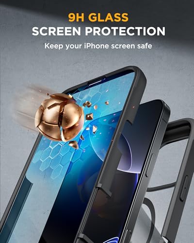Image of Miracase Magnetic for iPhone 16 Pro Max Case 6.9'' [Compatible with MagSafe] Full-Body Phone case with Built-in Glass Screen Protector& Camera Protector,Drop Proof 16 Pro Max Cover,Black