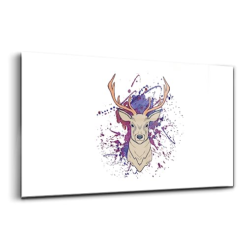 Image decoration murale en verre colore de cerf pour grand salon