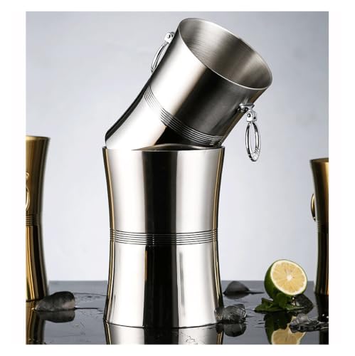 Cubo de hielo pequeño de diseño dorado con doble anillo y forma de cintura para bar 6