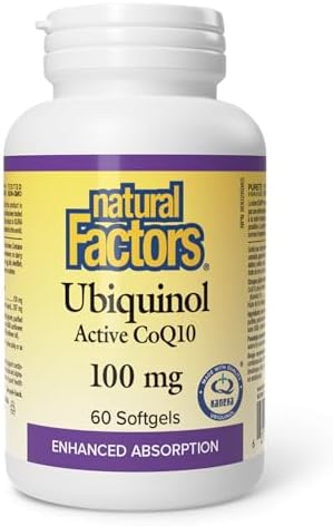 Natural Factors Ubiquinol Active CoQ10 100 mg, 60 Softgels, Supports Cardiovascular Health, Proudly Canadian