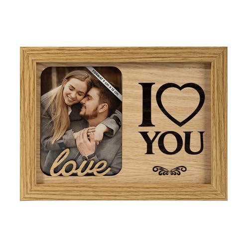 power gift I LOVE YOU - JE T'AIME - amour image cadre photo bois, tableaux décoratifs avec cadre, cadre photo, portrait - pour votre maison/chambre déco...