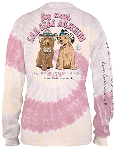 Simply Southern Youth Dog Kisses Can Cure Anything Western Style Tie-Dye Long Sleeve Shirt (Youth Small)3